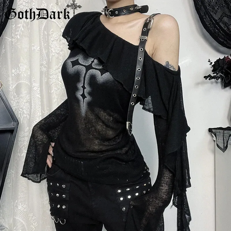 Wholesale Gothic Apparel: Y2K Cyberpunk T Shirt Grunge Leather