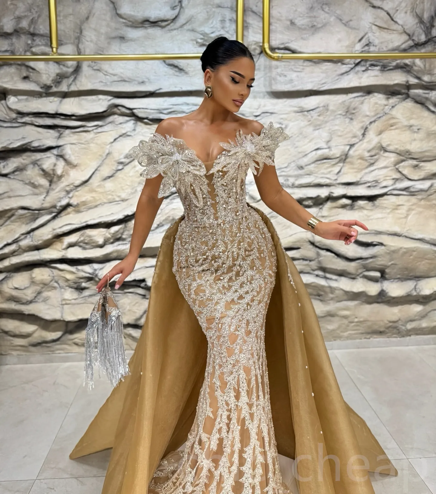 best gold prom dresses Strapless Long Gold Prom Dress with Beaded Corset Sienna Gold / 6 main image 0