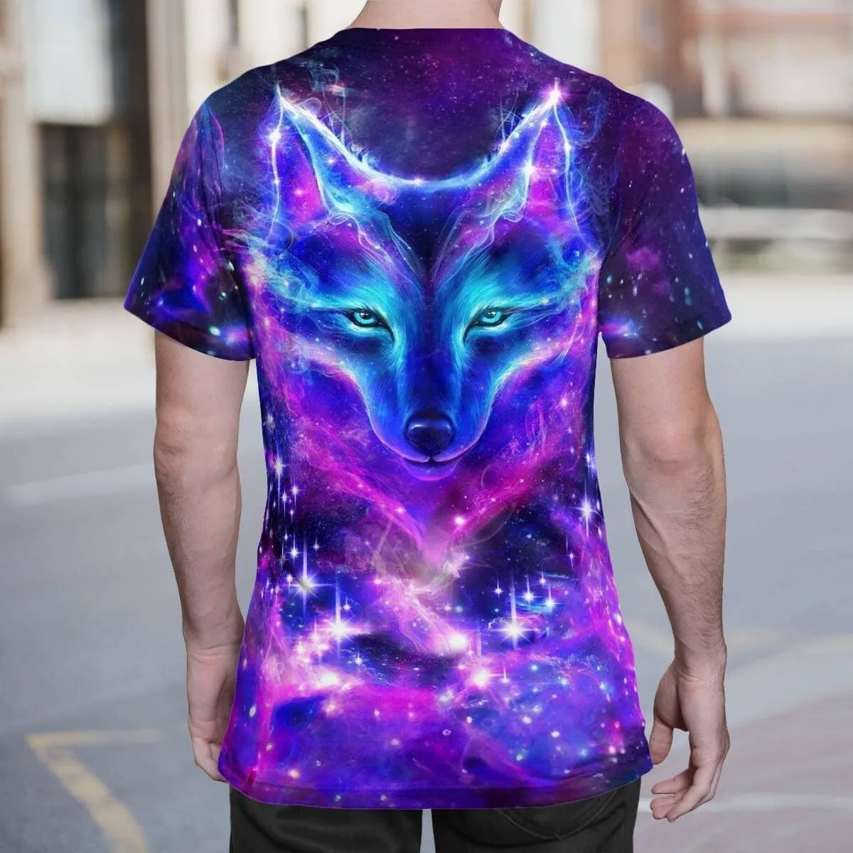 Men's Wolf Graphic T-Shirt - 3D Print Short Sleeve Casual Tee, Novelty Animal Design Streetwear Top - View #9