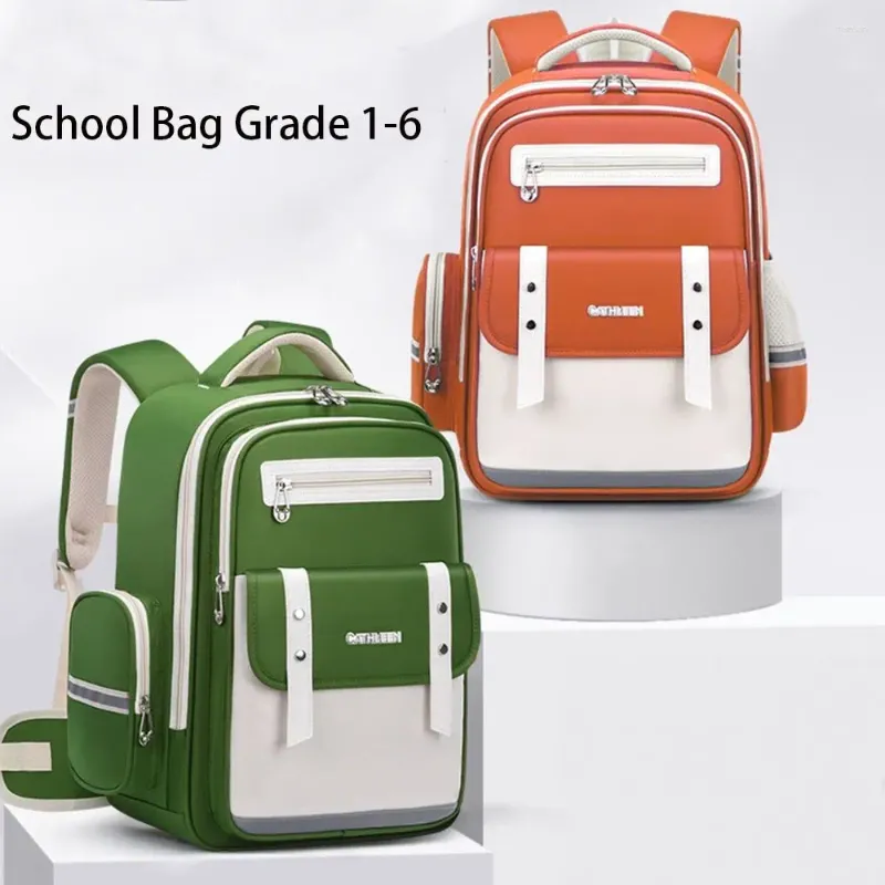 Large Capacity Nylon Kids School Backpack with Zipper Closure for Boys