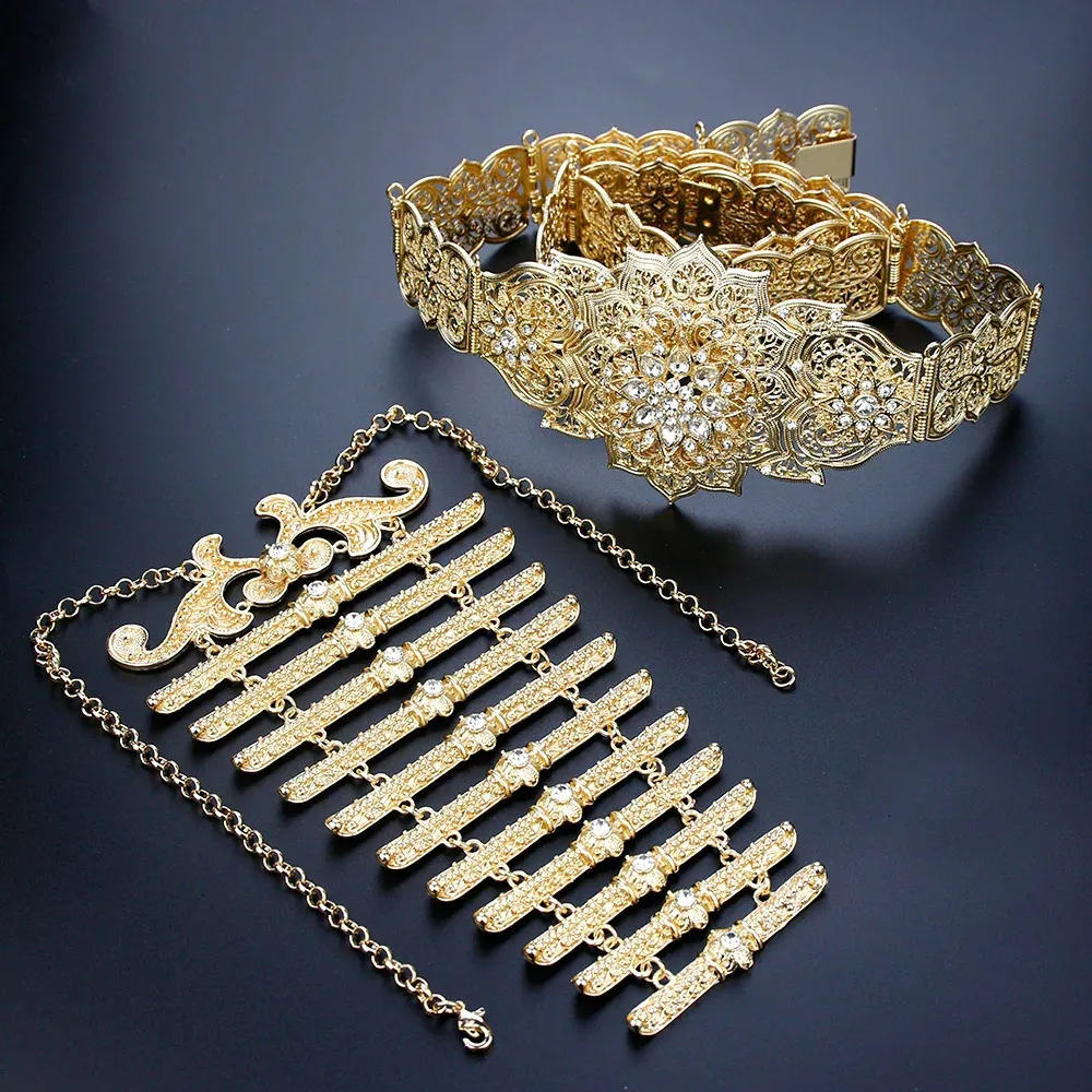 Sunset 241019 Gold Waist Chain & Crystal Flower Necklace Set  display picture 1