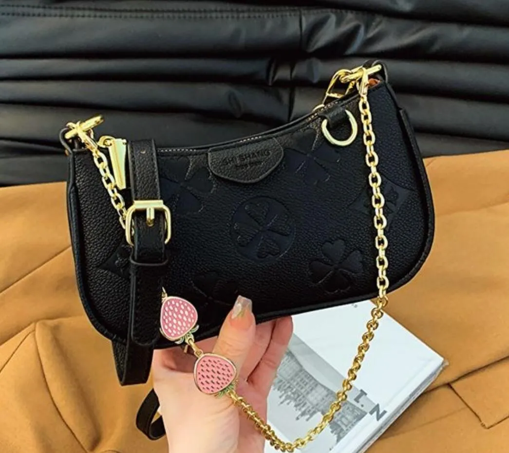 Pochette Borsa Nera Con Catene Borsa Donna Pochette Nera A Mano