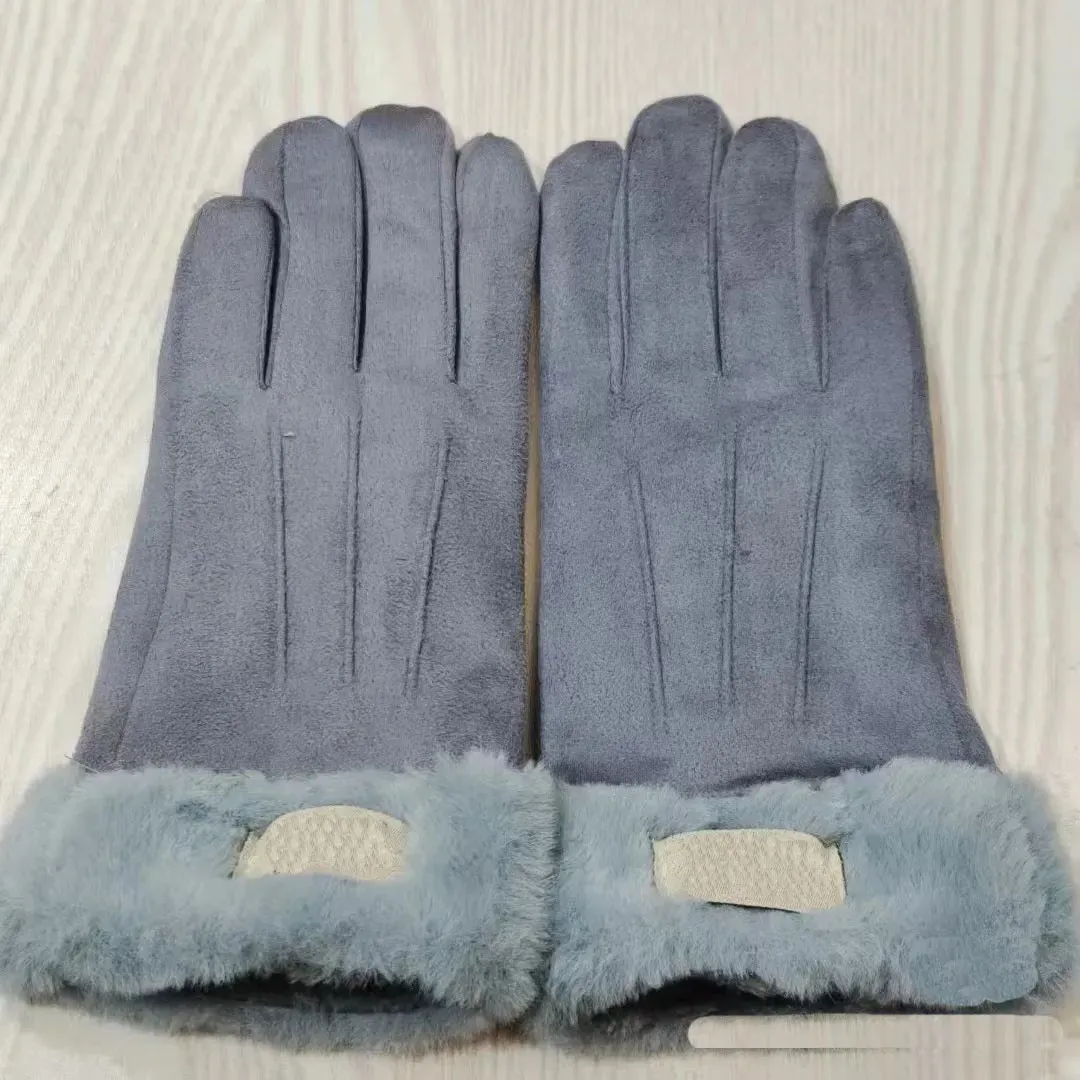 Gants de créateur Gants d'hiver en cuir pour femmes Écran tactile en peluche pour cyclisme avec bout des doigts en peau de mouton isolé chaud Gants_voghion.com
