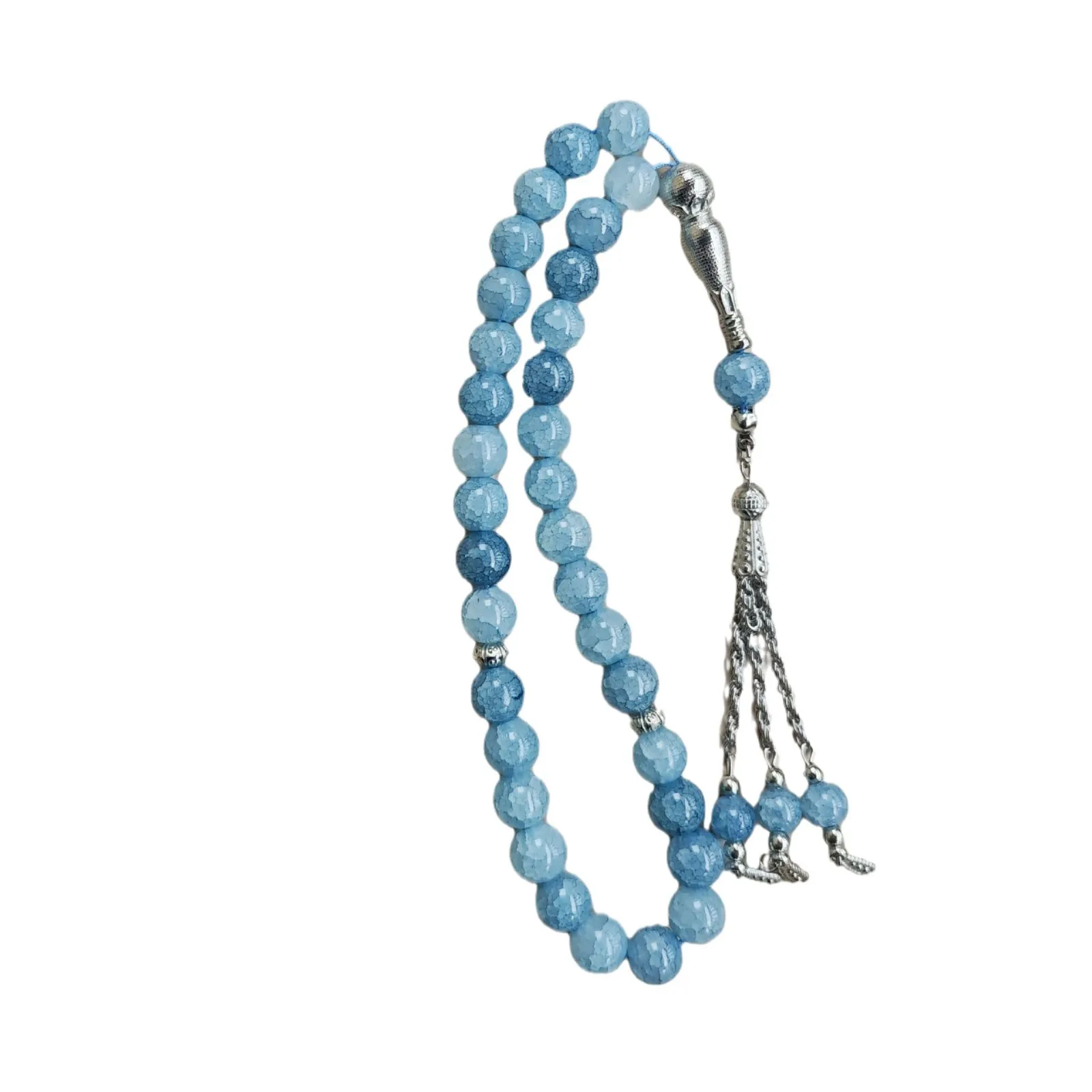 Dragon Stone Muslim Rosary With 10mm Islamic Prayer Blue Crystal Bead