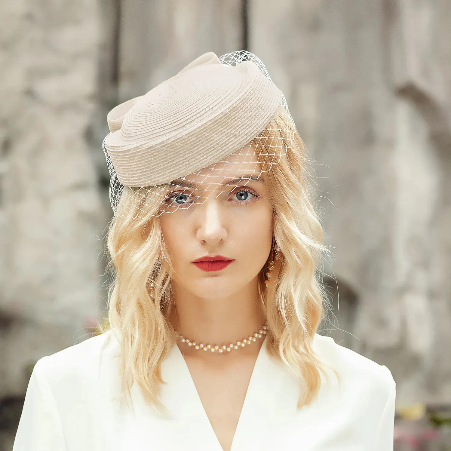 White Pillbox Fascinator Hat, Straw Beret With Veil | DHgate
