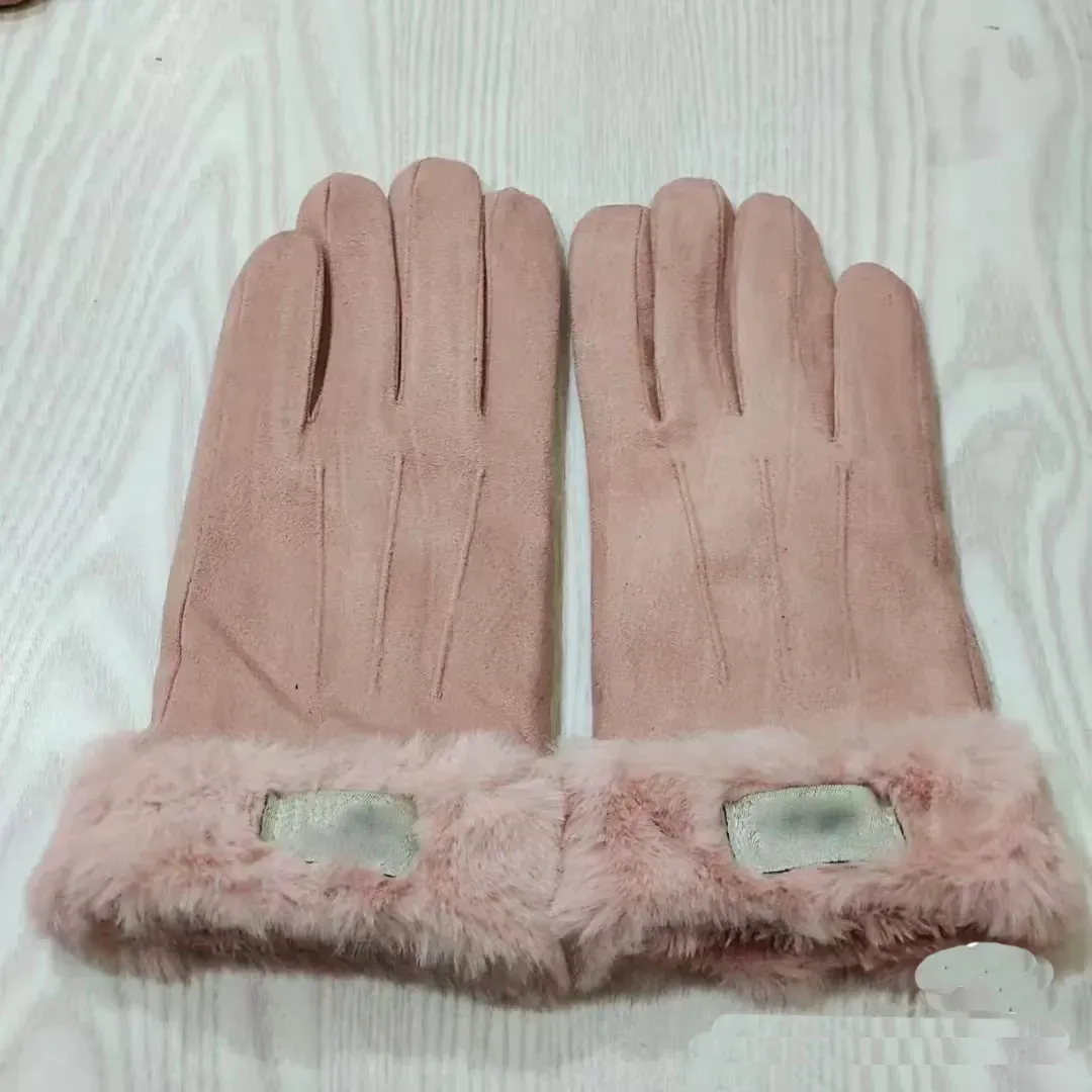 Gants de créateur Gants d'hiver en cuir pour femmes Écran tactile en peluche pour cyclisme avec bout des doigts en peau de mouton isolé chaud Gants_voghion.com