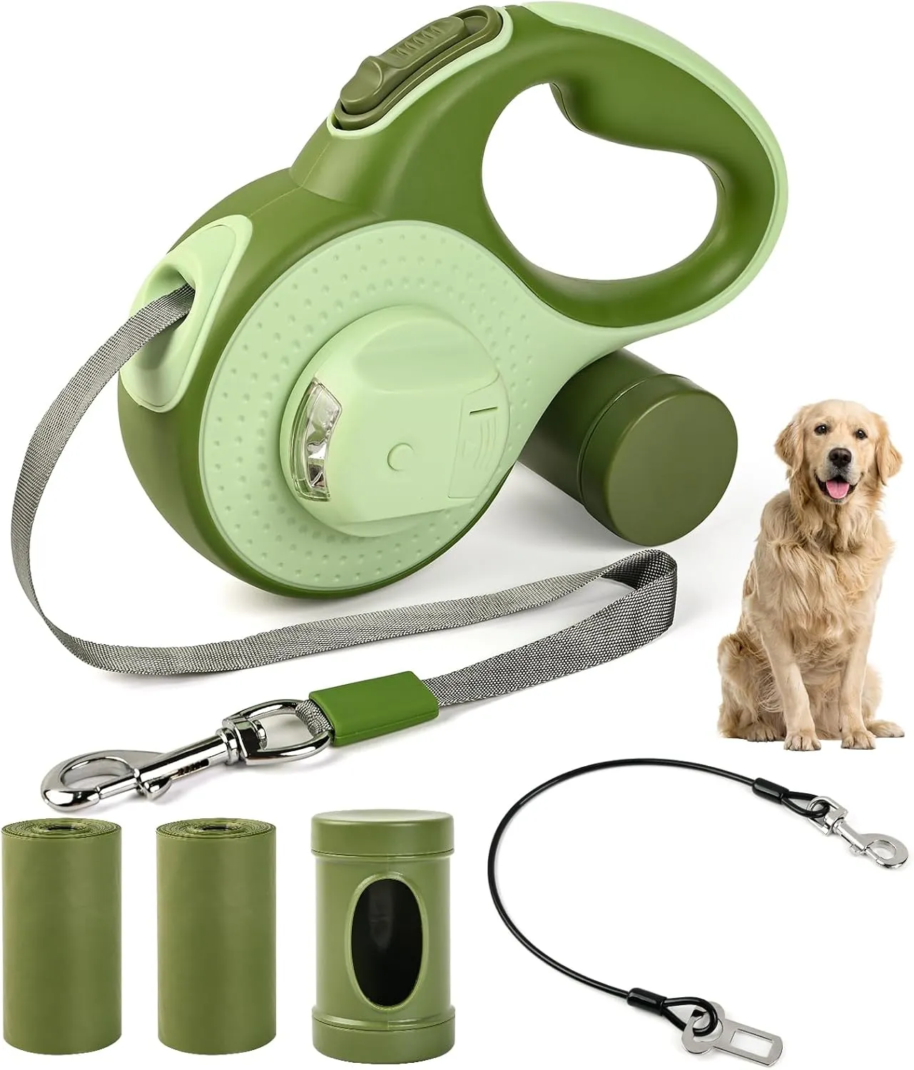Picture of Heavy Duty Retractable Dog Leash - 26ft Chew Proof Cable, LED ...