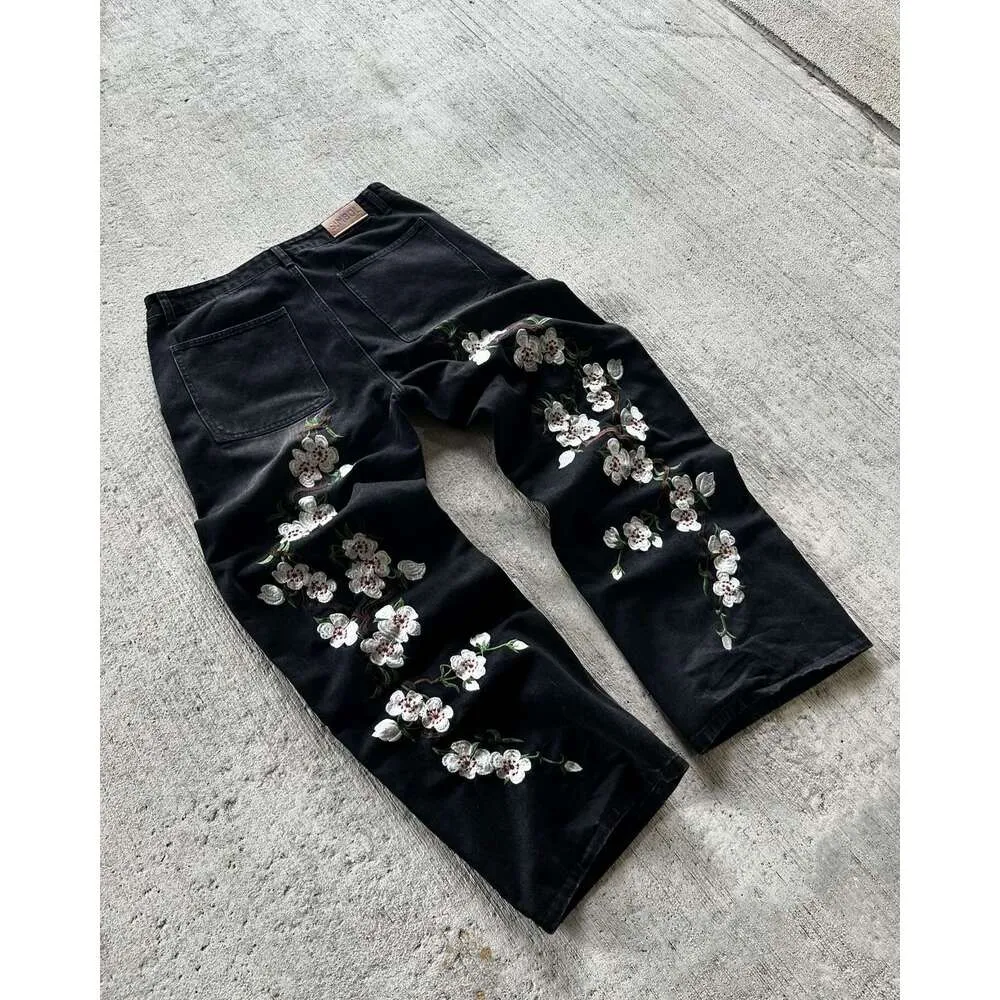 Sakura Embroidered Y2k Clothes Mens Womens Haruku Hip Hop Guy