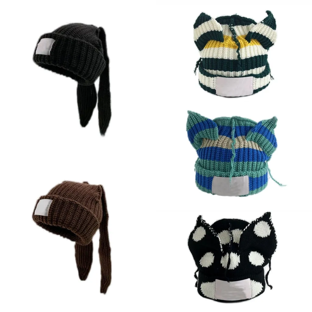 Loverboy bunny ear beanie bundle set grey and white both new Charles Jeffrey Loverboy Chunky Rabbit Beanie Black+Ecru SET  main image 2