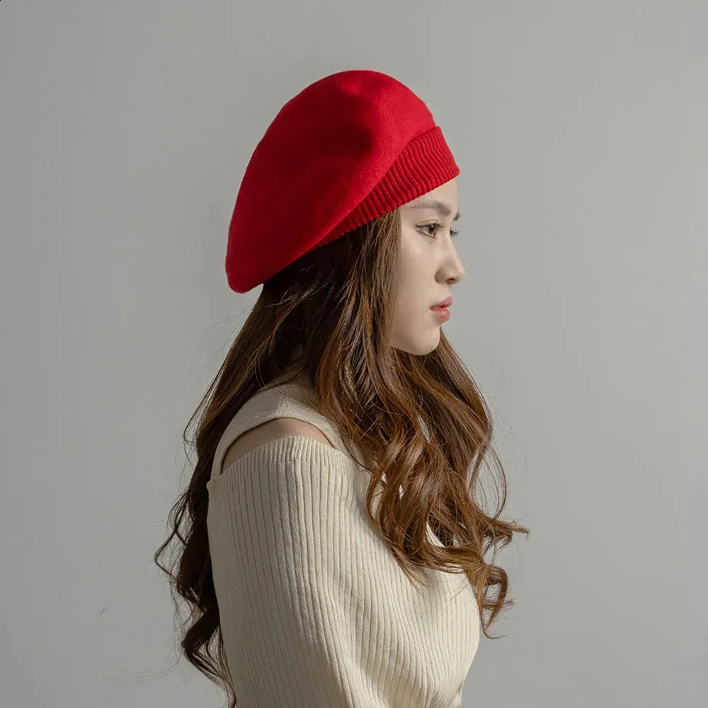 Womens Beret Hat Knitted Wool: Dark Brown Winter Beret Hat, Large