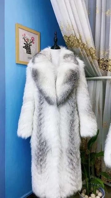 ジャケット・アウター ANDWANG <White mix fake fur coat> LONG ANNSIRGRA X-Long Genuine Fox Fur trench jacket with Turn