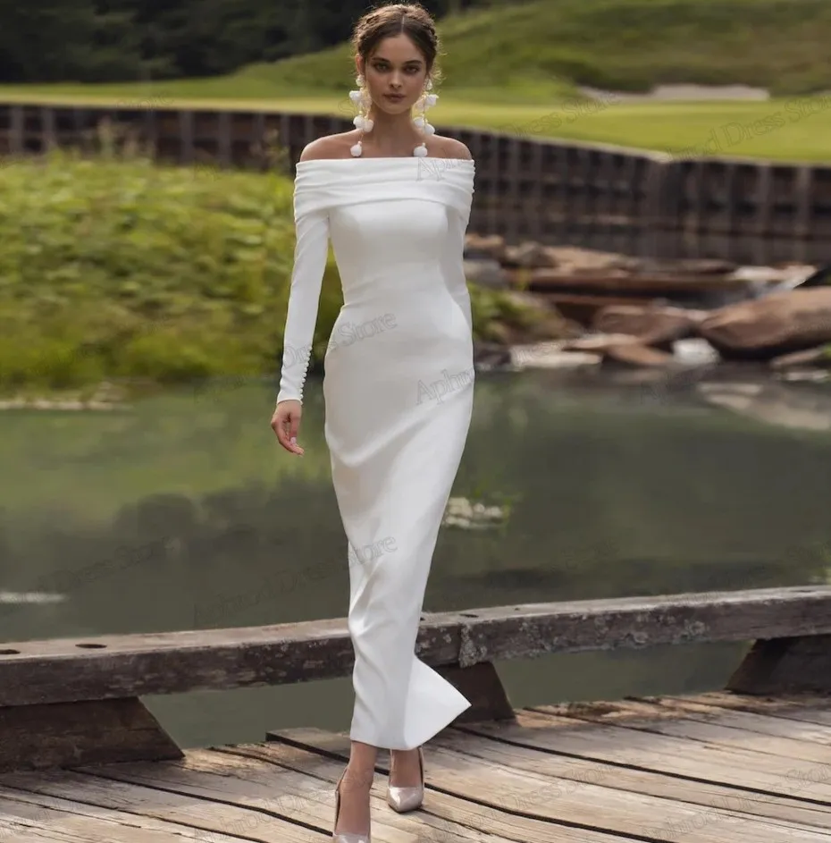 2025 Elegant Sheath Wedding Dres Full Sleeves Off The... From Babynice666, $112.45 | DHgate.Com 2025 Elegant Sheath Wedding Dres Full Sleeves Off The... From Babynice666, $112.45 | DHgate.Com