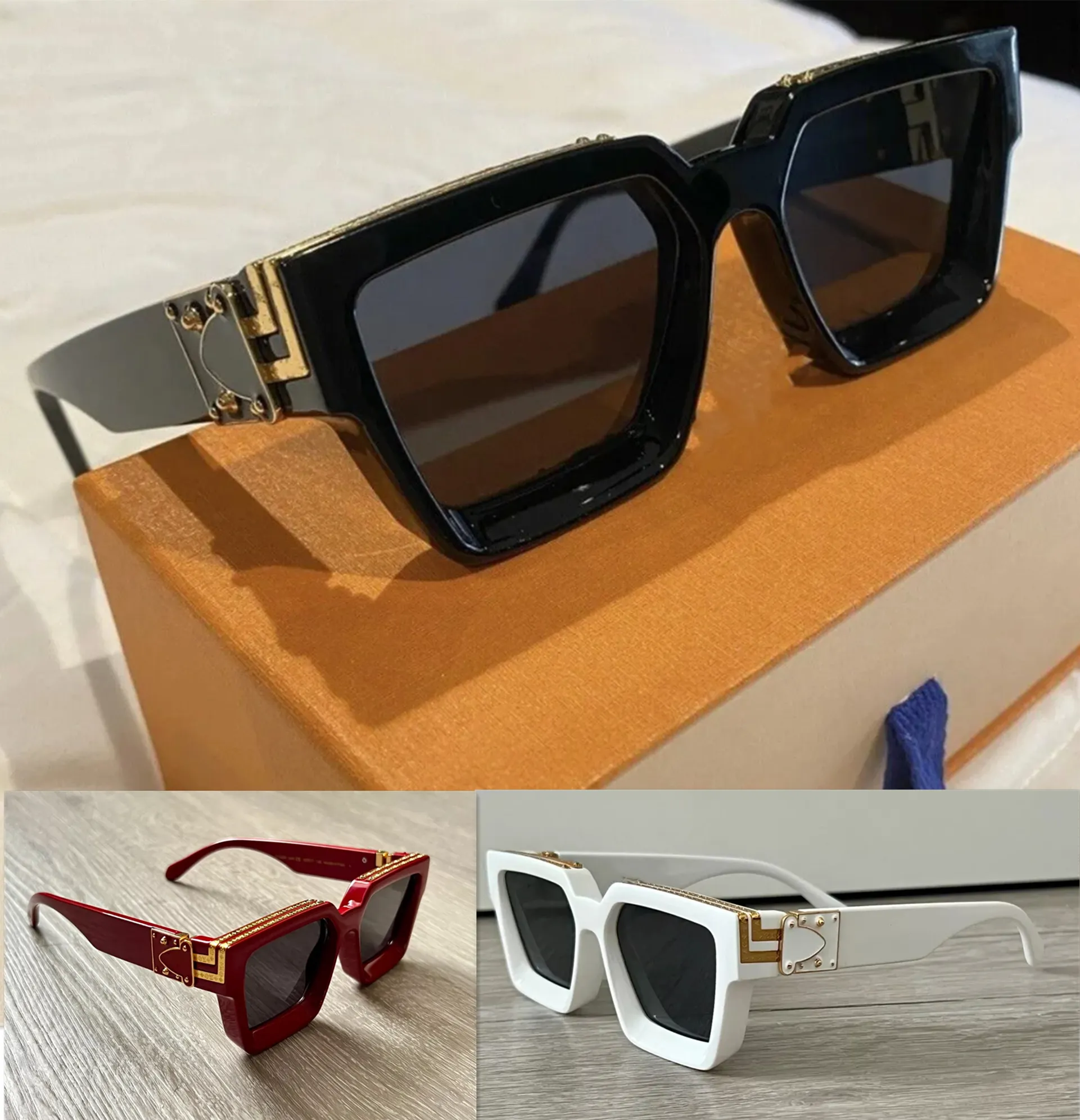 Fashion designer luxury MILLIONAIRES Sunglasses for men and women square full frame Vintage 1.1 unisex Shiny Gold good sell plated Top quality 1165
