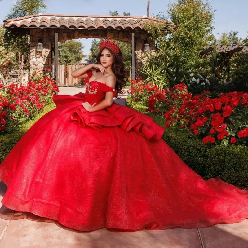 Red Tulle Quinceanera Ball Gown Dress with Crystal Beads and Lace-up Back  from Dhgate Quinceanera Dresses - price 298.66