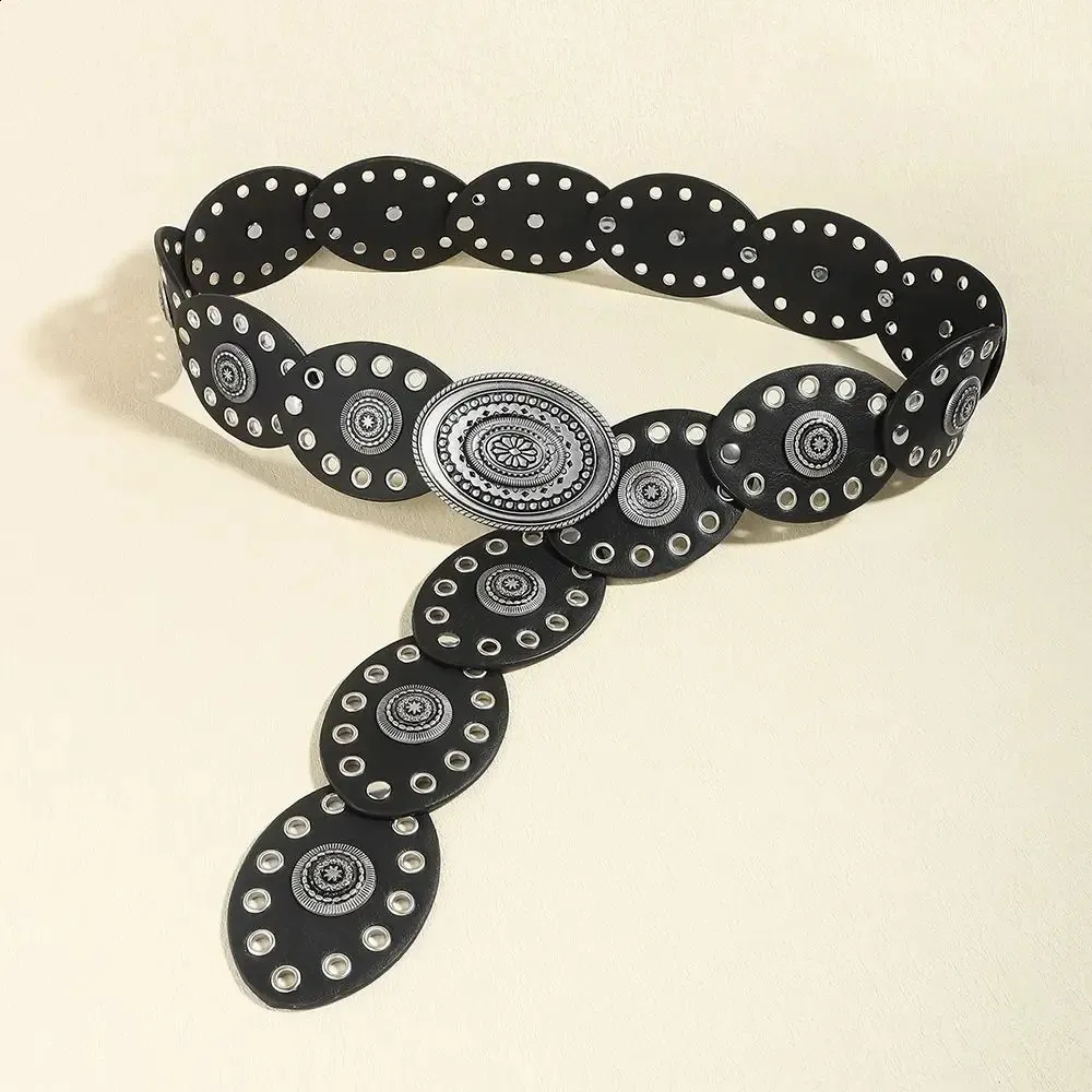 Womens Western Style Hollow Disc Belt with Soft Metal Buckle  display picture 3