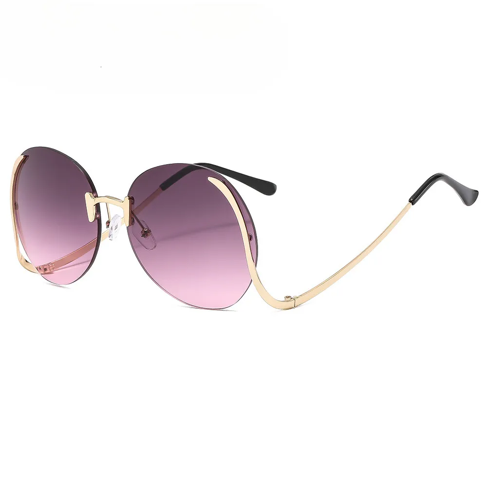 Half Frame Oval Large Round Womens Sunglasses with PC Frame 