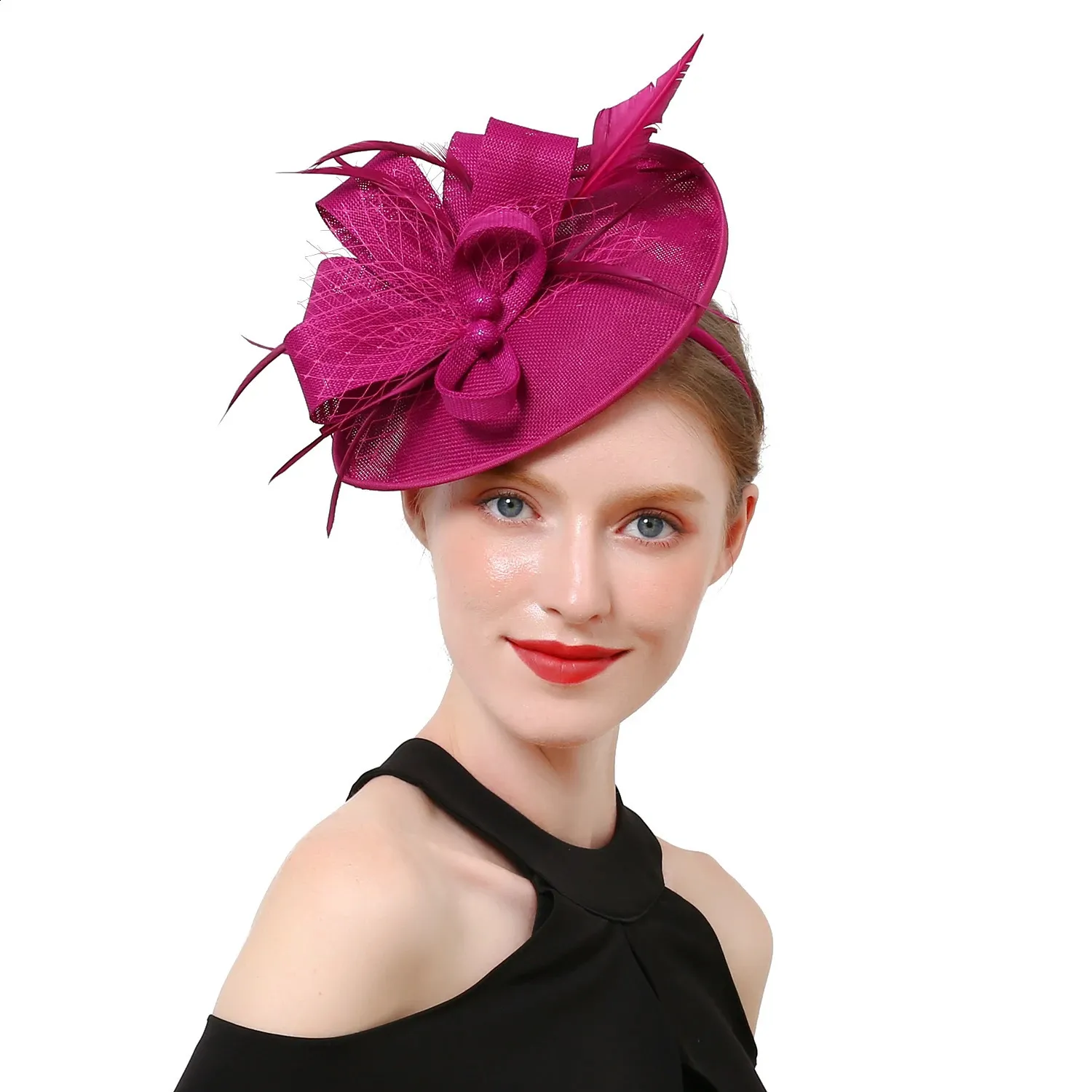 Ladies bow accent church hat. Rhinestones satin ribbon adjustable hat great for church  main image 2
