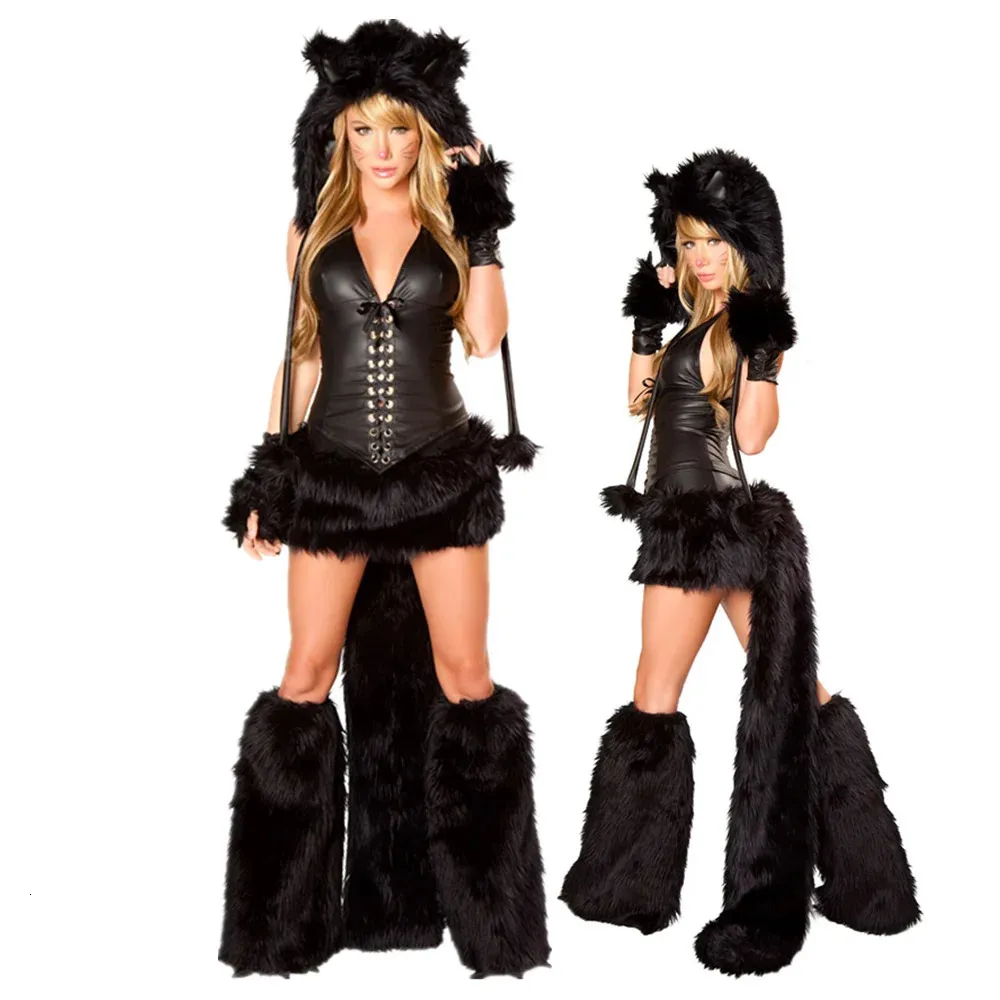 Sexy Black Furry mink animal for Women - Perfect for Halloween, Christmas Parties, and - Fancy Dress Up for a Fun and Elegant Look - Item #241022