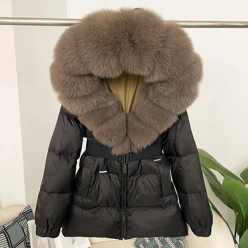 Real Fox Fur Collar Down Jacket For Women Short, From