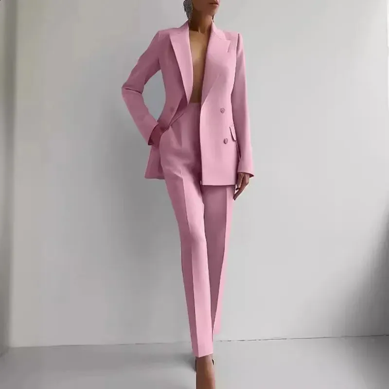 Women Clothes Set Solid Color Long Sleeve Acetate Blazer Jacket High ...