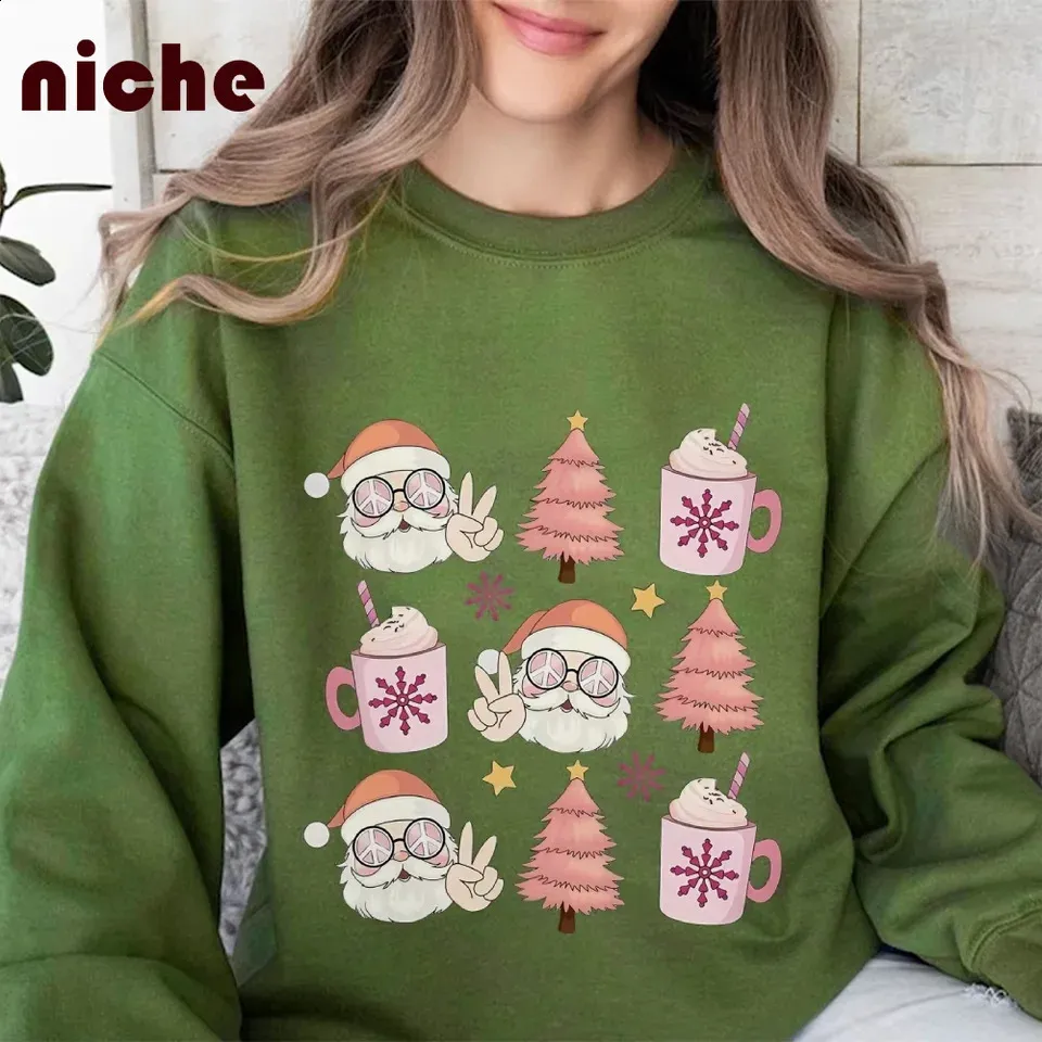 Save Big on Bulk Christmas Sweater Hoodie Christmas Hoody Women's Red  Christmas Sweater, Crew Neck Pullover With Santa Pine Print, Loose Fit  Holiday