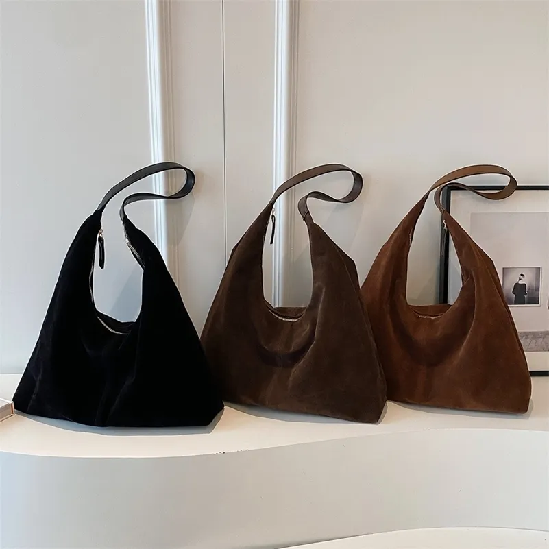 Bolsa De Gamuza Para Mujeres: Bolso De Gamuza De Cuero Con Gran