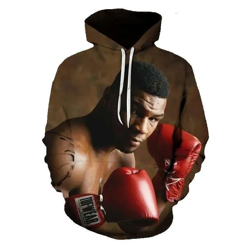 Mike Tyson Boxing Hoodie Manica Lunga, Scollo A V, Confortevole