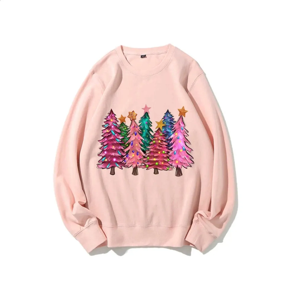 Suéter De Árbol De Navidad Rosa De Las Mujeres Sudadera Con