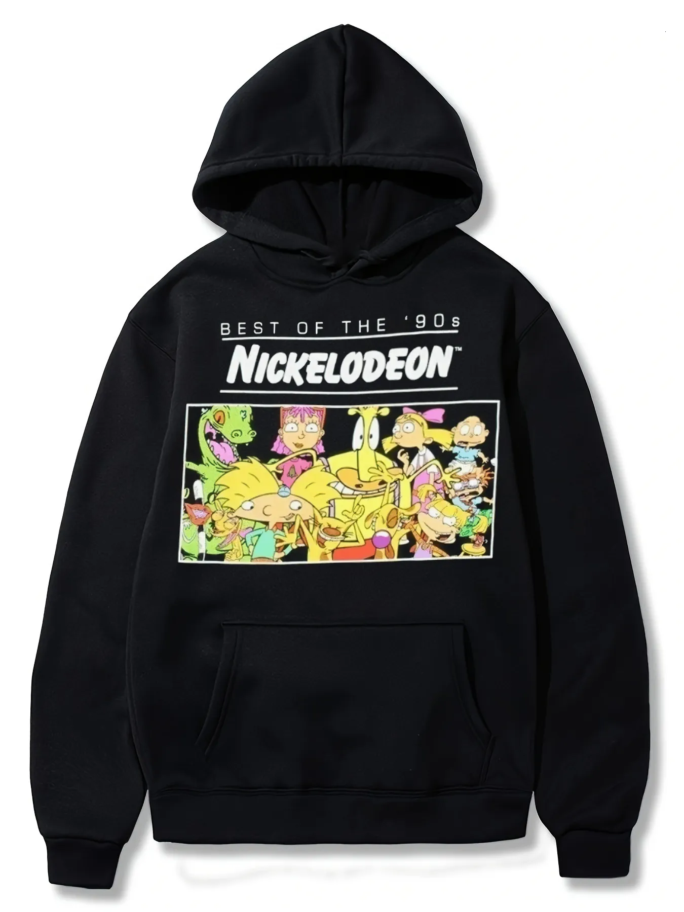 Meeyius Goldcast Animation Illustration Print Fashion Black Hoodie