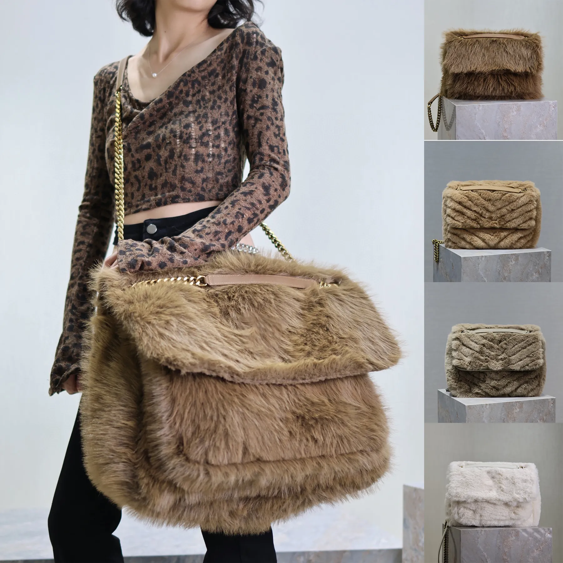 Free People Black Faux Fur evolope bag with magnetic clasp Free People Women main image 4