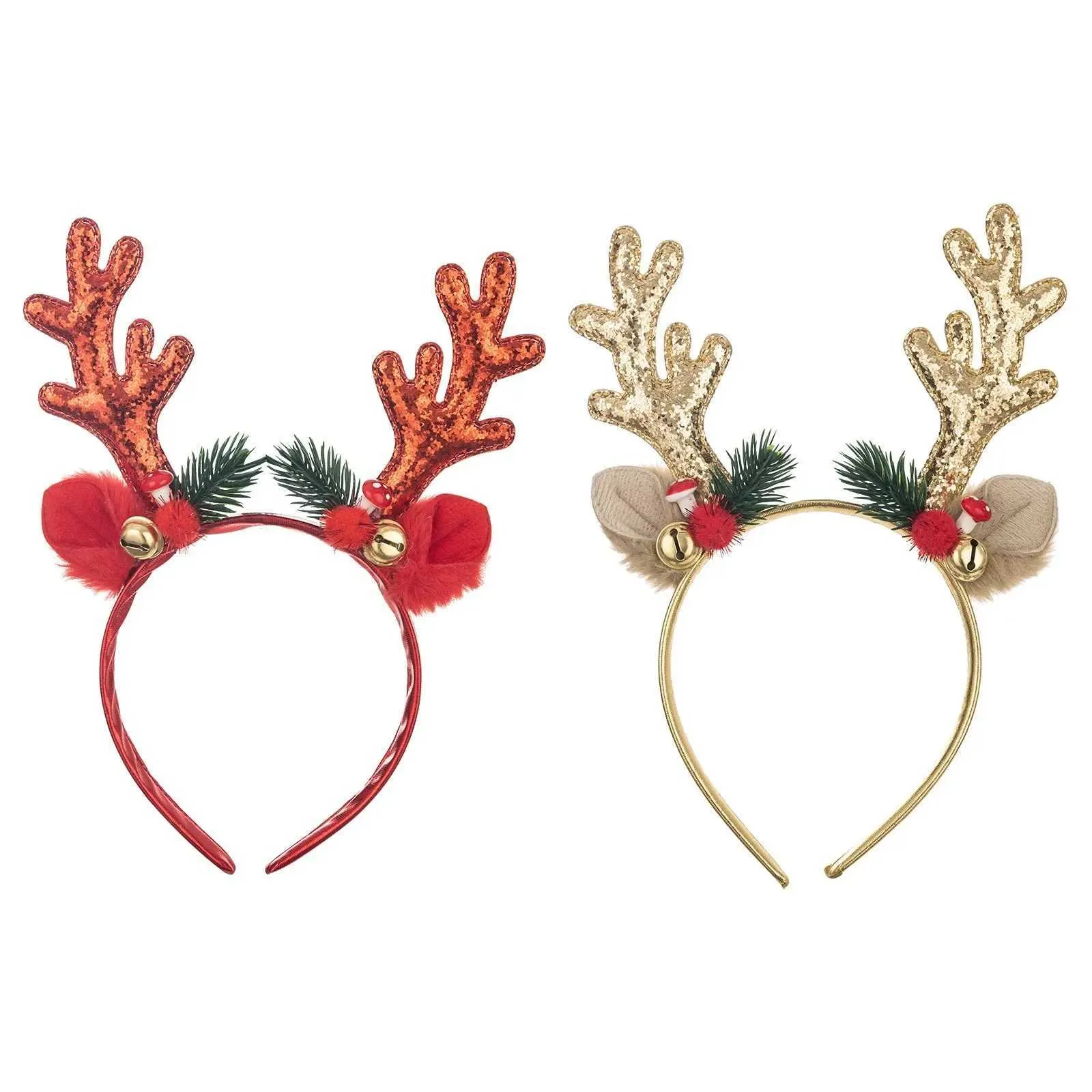 Sequined Antler Headband Brown Holiday Party Accessory Reusable Christmas Reindeer Headband Gold Antlers with Bells at Ksh  main image 4