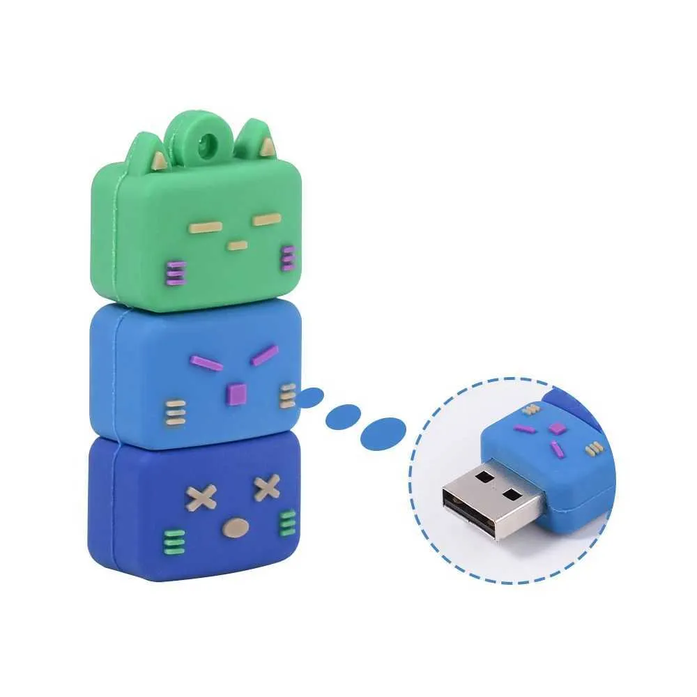 Jaster Cartoon Three Cat Head USB Flash Drive 64GB/32GB External