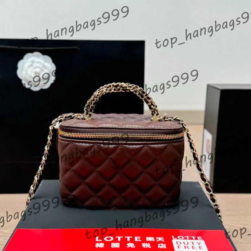 Leather Vanity Case Makeup Bag with Mirror and Woven Metal Leather ...