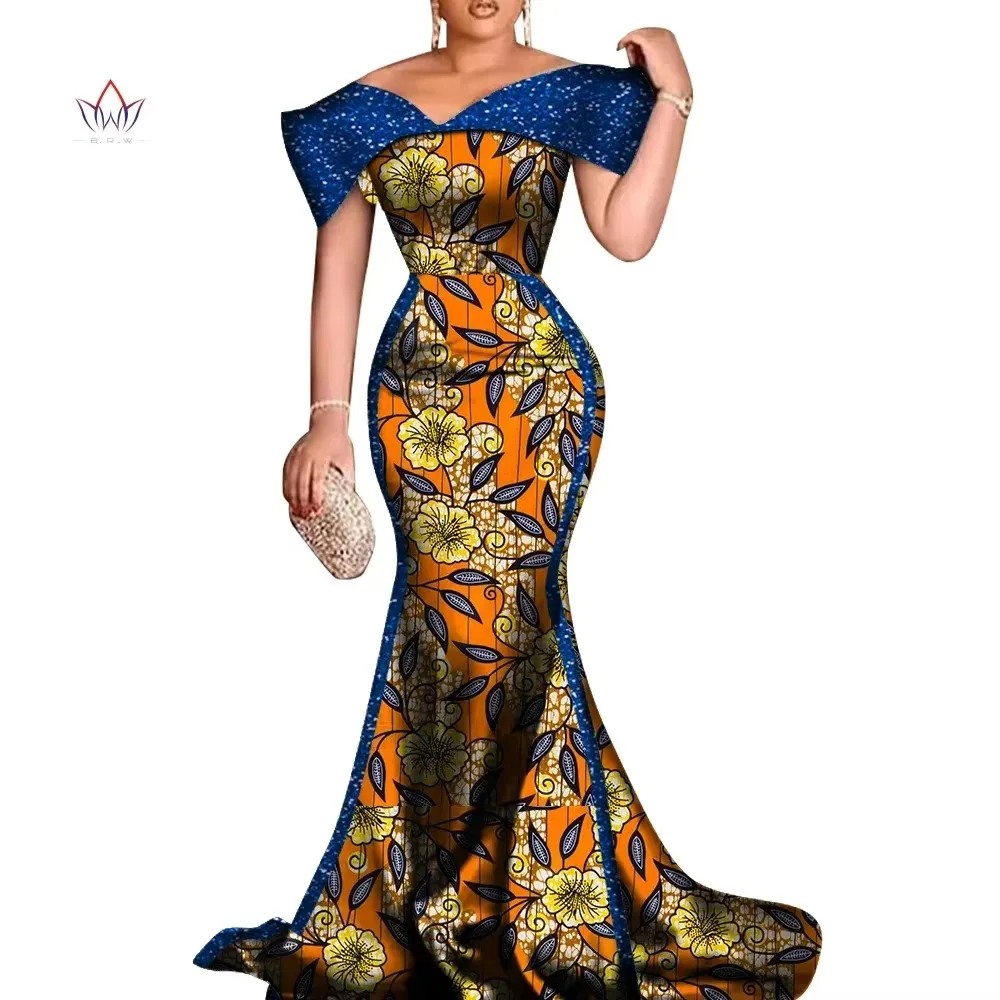 BintaRealWax Custom African Print Cotton African Evening Gowns For Women Bazin Dashiki Mermaid Party Dress WY8681 From Bintarealwax 46.23 In Bulk DHgate.Com