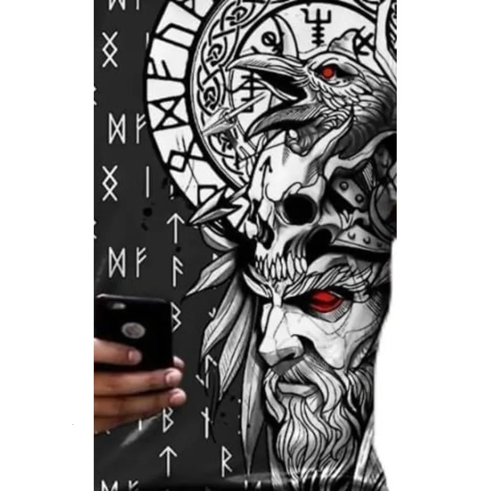 Camiseta De Manga Corta Con Estampado De Tatuaje Vikingo Para Hombre, Camiseta Informal Con Estampado De Dragón En 3D Y Cuello Redondo, Pulóver, Sudadera, Camisetas