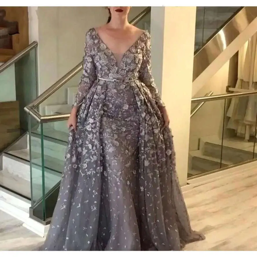 Custom Evening Dress Gray Vintage A Line Formal Gown With