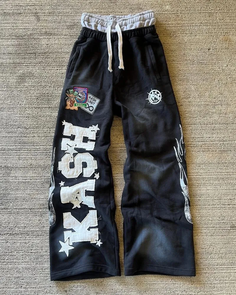 Pantaloni Tuta Uomo FEOYA Y2K - Baggy Con Strisce Laterali, Joggers A Gamba Larga, Vita Regolabile, Streetwear Harajuku