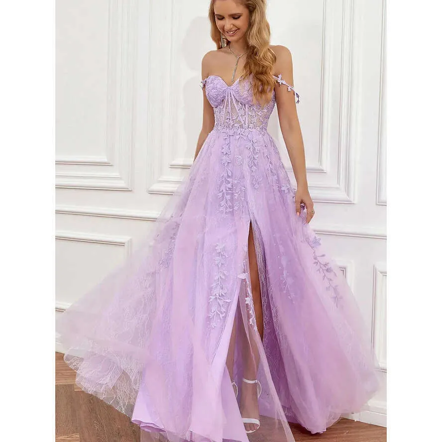 open lace back dress Two Pieces Tulle Prom Dresse Long Ball Gown with Puffy Sleeves for Tee –  SELINADRESS