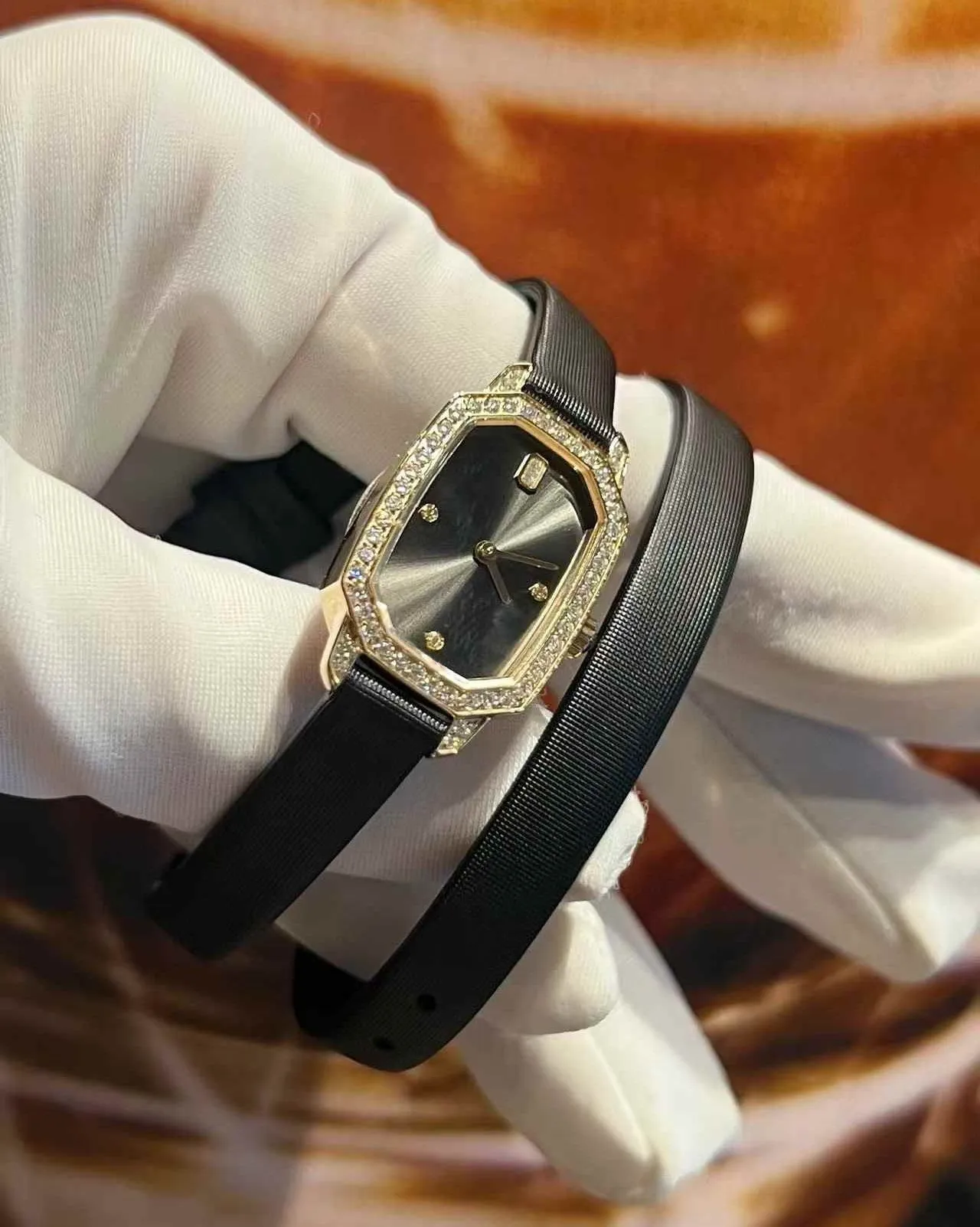 50% OFF HW Harry Emerald Women’s Quartz Watch – Octagon Satin Strap, Pearl & Diamond Detail