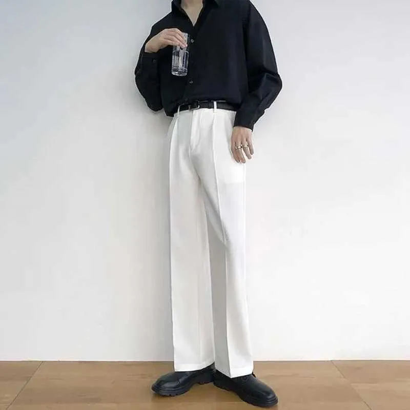 baggy dress pants men Mens Tiglio Rosso Suit - Wide Leg Baggy Pants - 100% Wool Black Three-Piece  Suit with Double-Breasted Vest and Peak Lapel main image 1