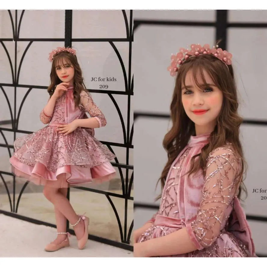 Tutu Cupcake Tier Ruffle Girls Pageant Princess Pink Red Sequined Beadings  Short Wer Girl Dresses With Sheer 3/4 Sleeves Bow Sash Back Kids Dress  Bc18697 From Missdressprom, $94.95 | DHgate.Com