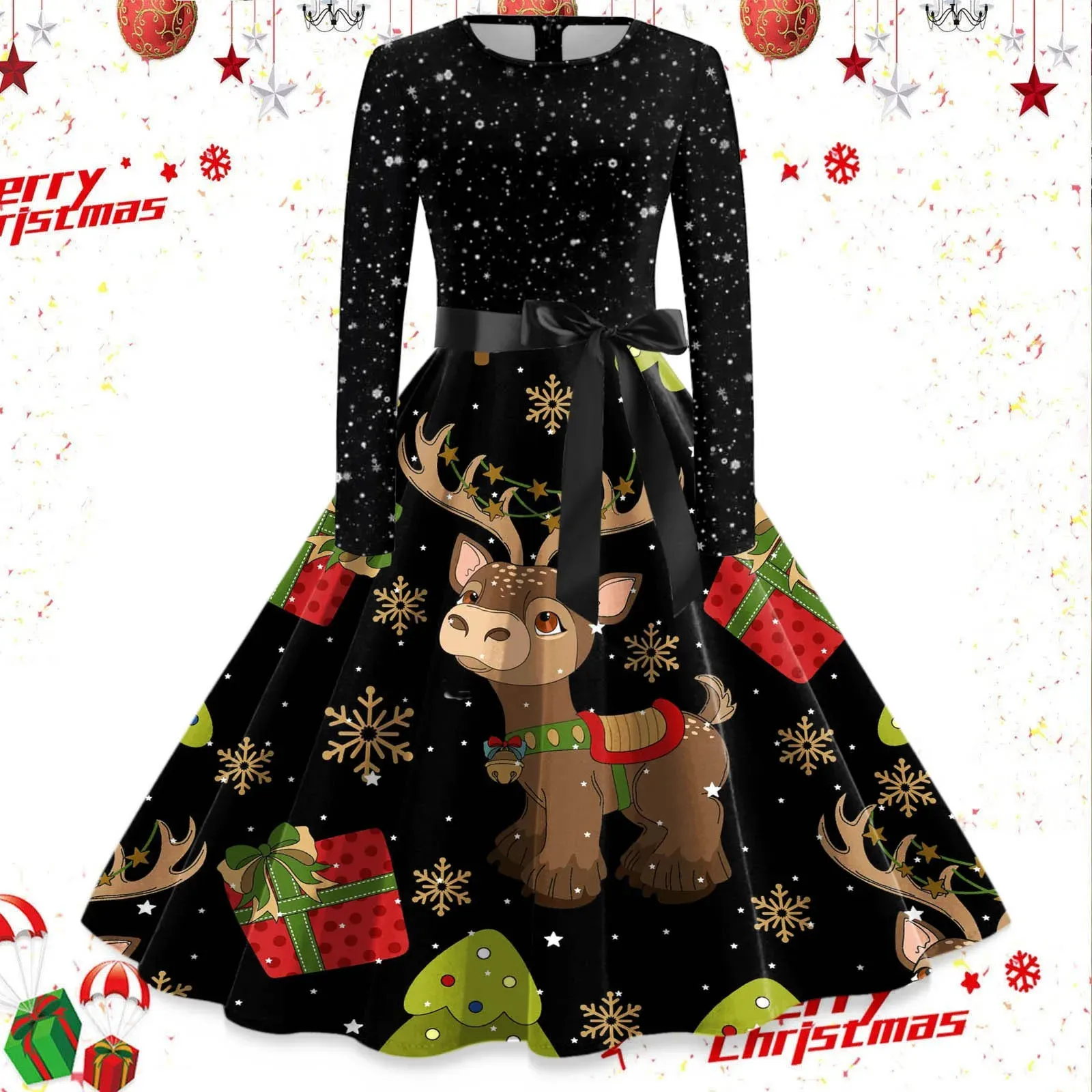 black long sleeve velour dress Elegant Long Sleeve Velvet Tea-Length Dress for Wedding Guests