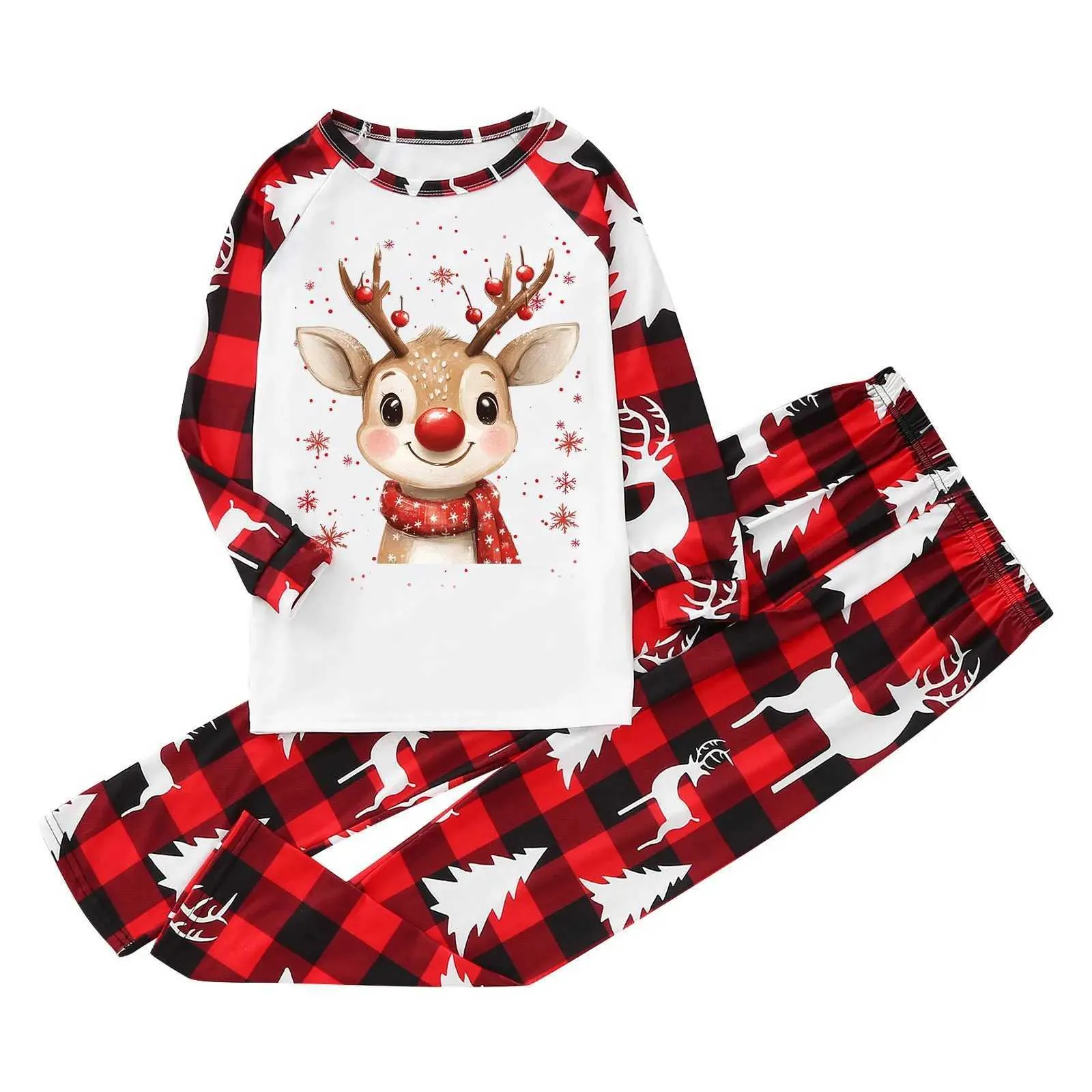 Matching Family Christmas Pajamas - Cute Deer Print, Soft Flannel, Red ...