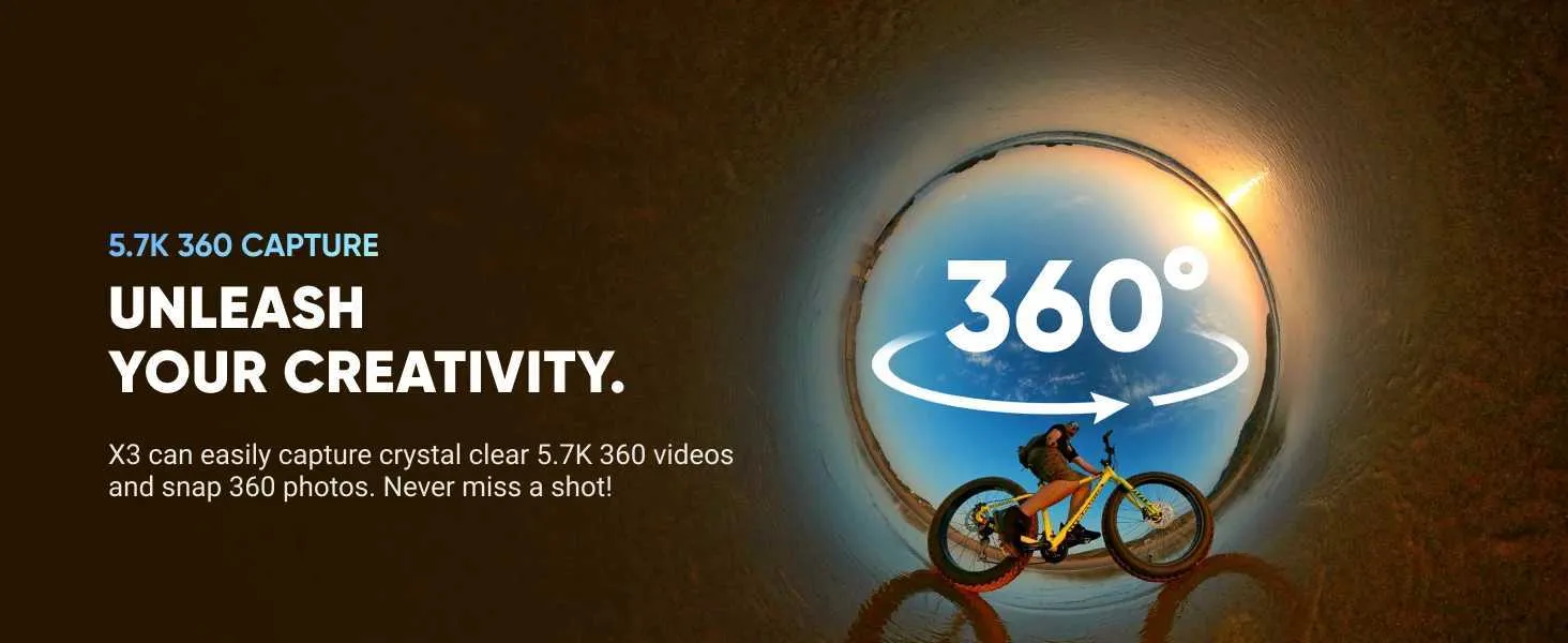 Waterproof 360 Action Camera - 5.7K Video, 72MP Photos, 48MP Sensor ...