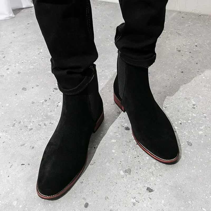 Verkoop van Chelsea Winter Trendy Heren Hoge Laarzen met Slijtvaste Zolen, Engelse Stijl, Zakelijke Korte Laarzen 241021_voghion.com