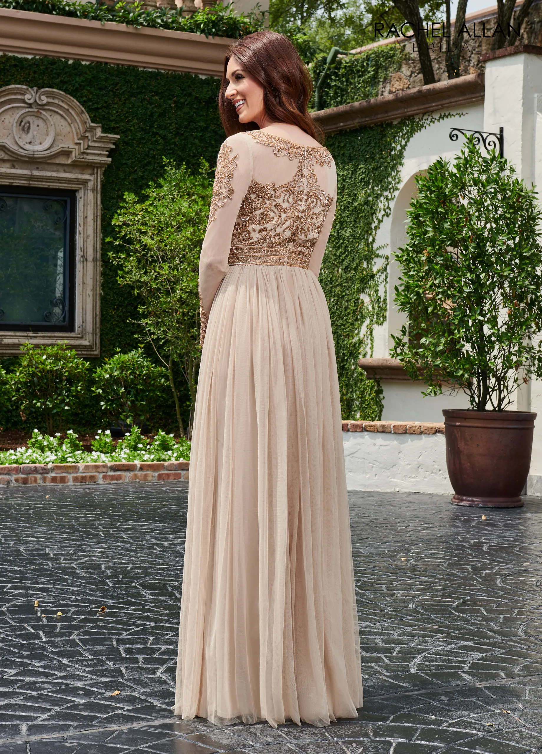 Champagne Beaded Mother of the Bride Dress Plus Size with 3/4 Long Sleeves  and Zipper Back from Dhgate Mother's Dresses - price 329.75