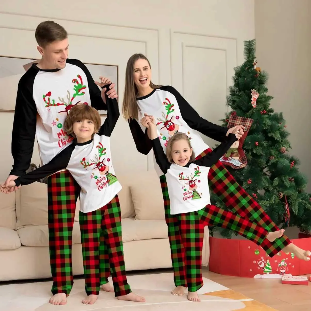 Christmas Family Matching Pajamas Santa Claus PJs For Adults