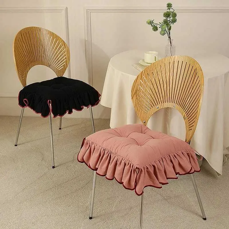 X241022 Pleated French Cotton Linen Chair Cushion  From