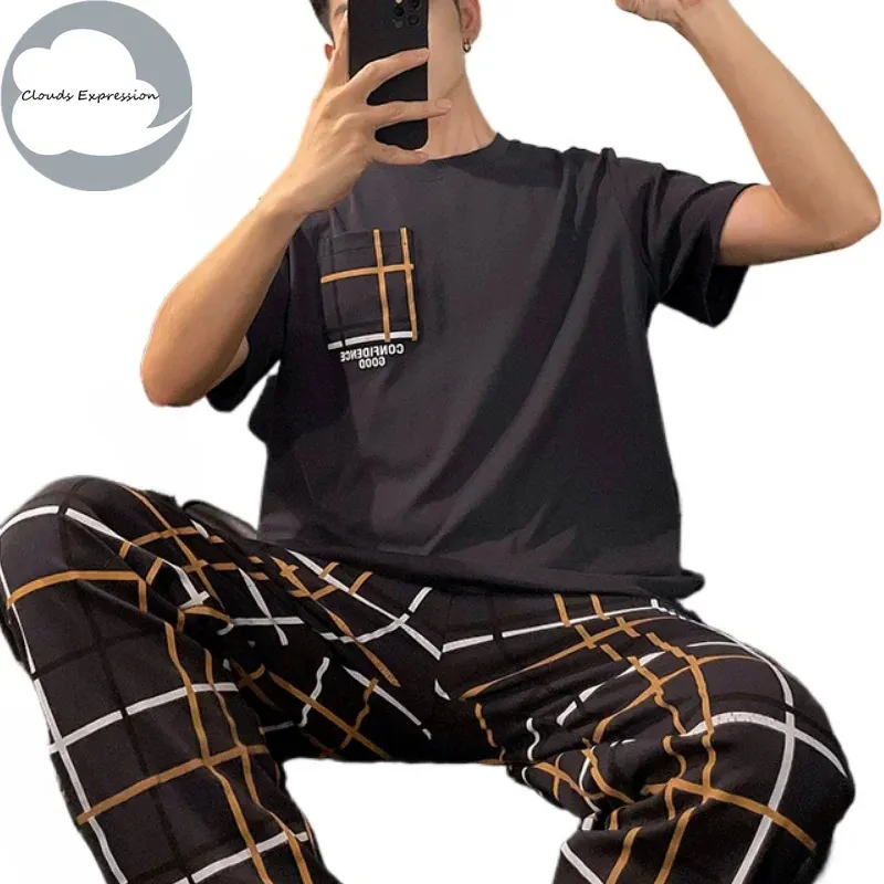 SWOMOG Men's Modal Pajama Sets - Short Sleeve Button Down Sleepwear With Pockets - View #4