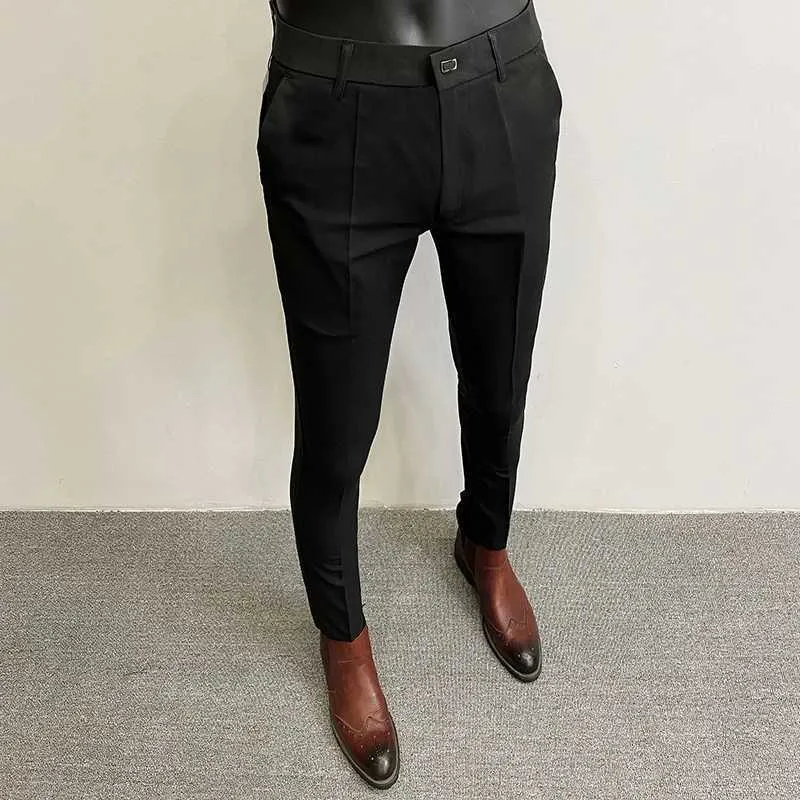 Men's Slim Fit Stretch Dress Pants - Solid Color Formal Trousers for ...